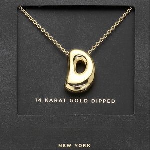 Gold "D" Bubble Monogram Pendant Chain Necklace Initial Charm 3D Casual